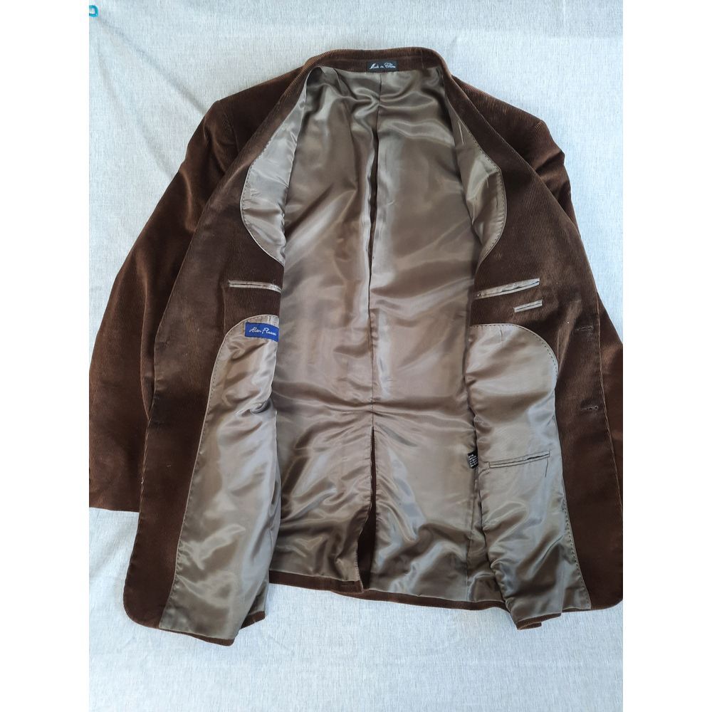 Alan Flusser Men 44L Corduroy Single Breasted Two Button Sport Blazer Coat Brown